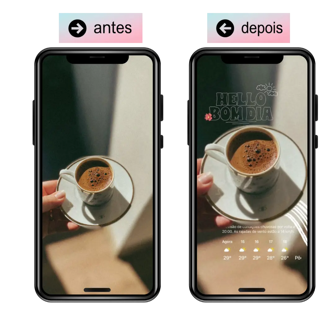 Antes e depois com figurinhas